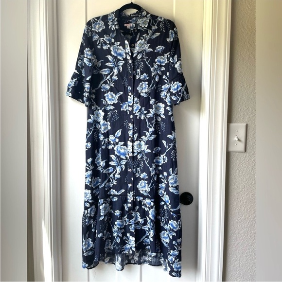 "Magnolia Grace" Johnny Was Floral Ruffle Sleeve Boho Midi Dress XS - Picture 2 of 11